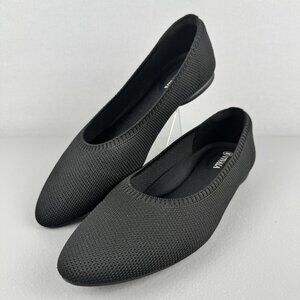 Vivaia Shoes Womens 38 US 7-7.5 Deep Ebony Tamia Almond Toe Knit Ballet Flats